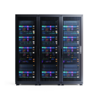 Modern Network server racks front view isolate on transparent background png