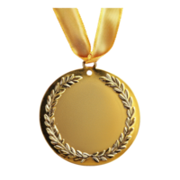 Gold medal with ribbon isolate on transparent background png