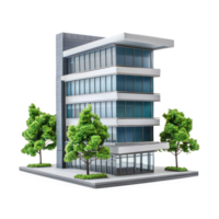 Small model modern building isolate on transparent background png