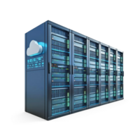server rack with cloud on transparent background png