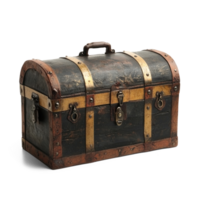 an old trunk with a wooden handle and a brass lock png
