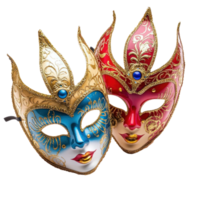 Two Colorful carnival masks isolate on transparent background png