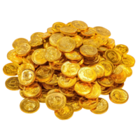 A lot of gold coins isolate on transparent background png