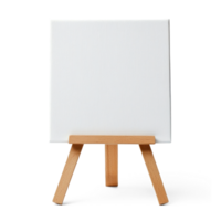 White canvas on a wooden easel front view isolate on transparent background png