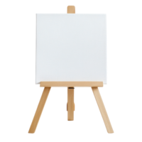 White canvas on a wooden easel isolate on transparent background png