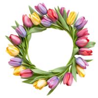 Wreath of tulips on a transparent background png