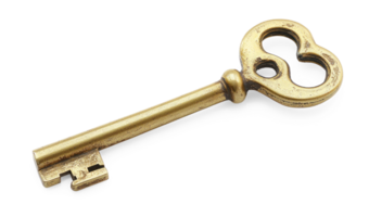 Golden key isolate on transparent background png