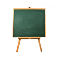 Green chalkboard canvas on a wooden easel front view isolate on transparent background png