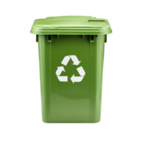 A Recycle trash bin in green color isolate on transparent background png
