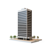 3d model of a tall building isolate on transparent background png