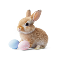 easter bunny with easter eggs isolated on transparent background png