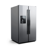Modern fridge side view isolate on transparent background png