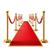 red carpet with gold ropes and barriers on a transparent background png