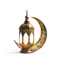 Lantern and crescent moon of Eid mubarak isolate on transparent background png