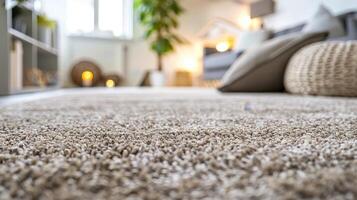 Cozy living room with soft carpet and modern decor photo