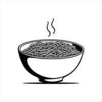 top view of noodles bowl with smoke Traditional Fast food noodles concept with big bowl isolated on white background vector