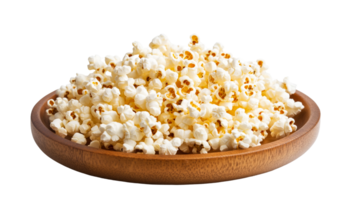 Light popcorn on a wooden dish png