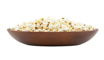 Golden popcorn on a wooden plate png