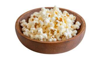 crujiente palomitas de maiz en un de madera plato png