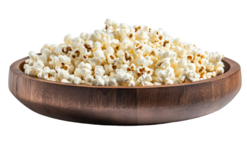 sabroso palomitas de maiz en un redondo de madera plato png