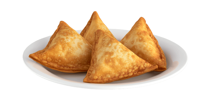 samosa bocadillo en un llanura plato png
