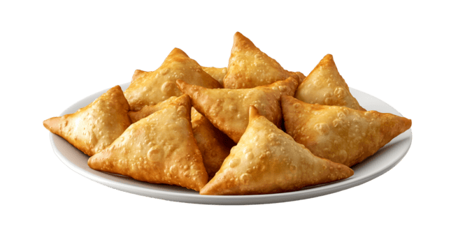 samosa arreglado pulcramente en un plato png