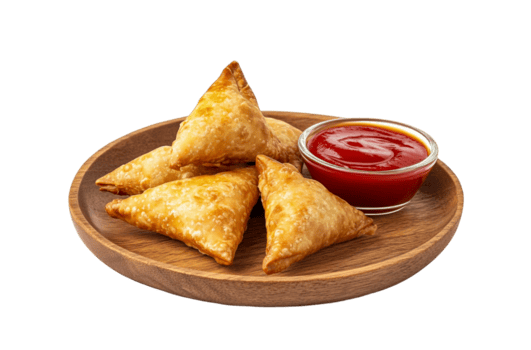 sabroso samosa con salsa de tomate png