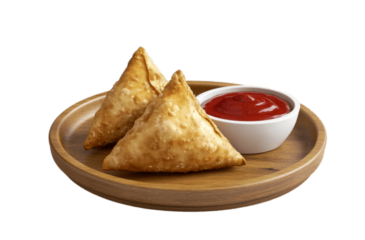 sabroso samosa con tomate salsa de tomate png