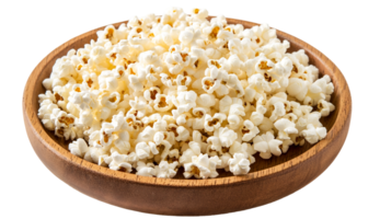 Classic popcorn on a rustic wooden plate png