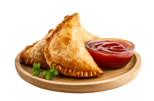 un plato de samosa con salsa de tomate png