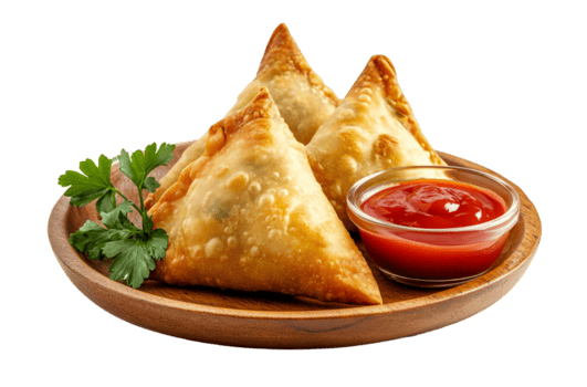 crujiente frito samosa y salsa de tomate png