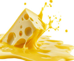 Dramatic cheese slices splash in sauce png