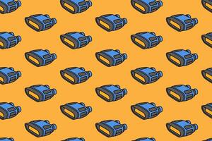 night vision binocular colorful doodle seamless pattern on yellow background. retro night vision lens background. binocular illustration wallpaper. pattern background with binocular for adventure vector