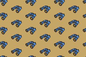 binocular optical vision colorful doodle seamless pattern on brown background. retro outdoor binoculars background. binoculars illustration wallpaper. pattern background with binocular for adventure vector