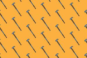 trekking poles colorful doodle seamless pattern on yellow background. retro hiking poles background. walking stick illustration pattern wallpaper. pattern background with trekking poles for adventure vector