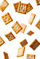 Crisp crackers with sharp edges levitating png