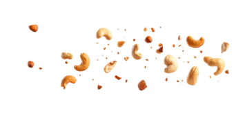 Cashews and hazelnuts floating png