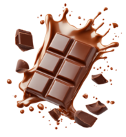 A melting chocolate bar with liquid cocoa png