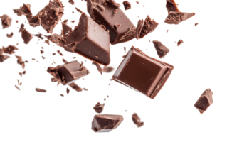 Flying chocolate chunks with sharp edges png