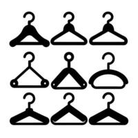 Collection of Simple Black and White Coat Hanger Icons vector