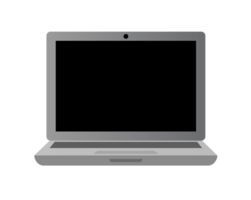 Silver laptop personal computer icon with showing empty screen, keyboard, touchpad png