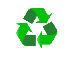 Green universal recycling symbol icon, three arrows pointing clockwise in a triangular formation png