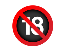 Red circle restricted icon with number eighteen and red stroke png