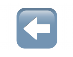 Gradient blue arrow pointing left round corner square icon button png