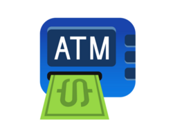Blue ATM button square icon, represent Automated Teller Machine png