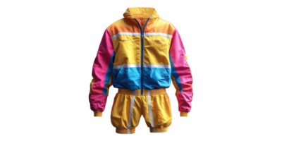 Colorful retro tracksuit with bright patterns isolated on transparent background png
