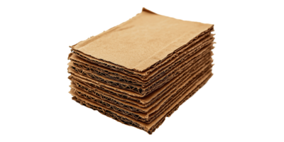 Stack of brown cardboard sheets isolated on transparent background png