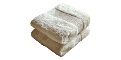 Soft folded beige towel stack isolated on transparent background png
