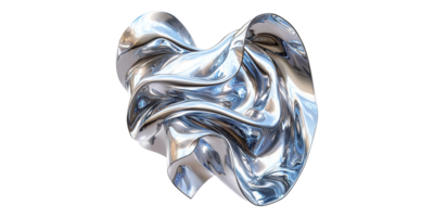 Abstract metallic sculpture with fluid curves isolated on transparent background png
