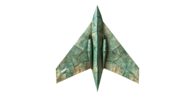 Green origami paper airplane design isolated on transparent background png